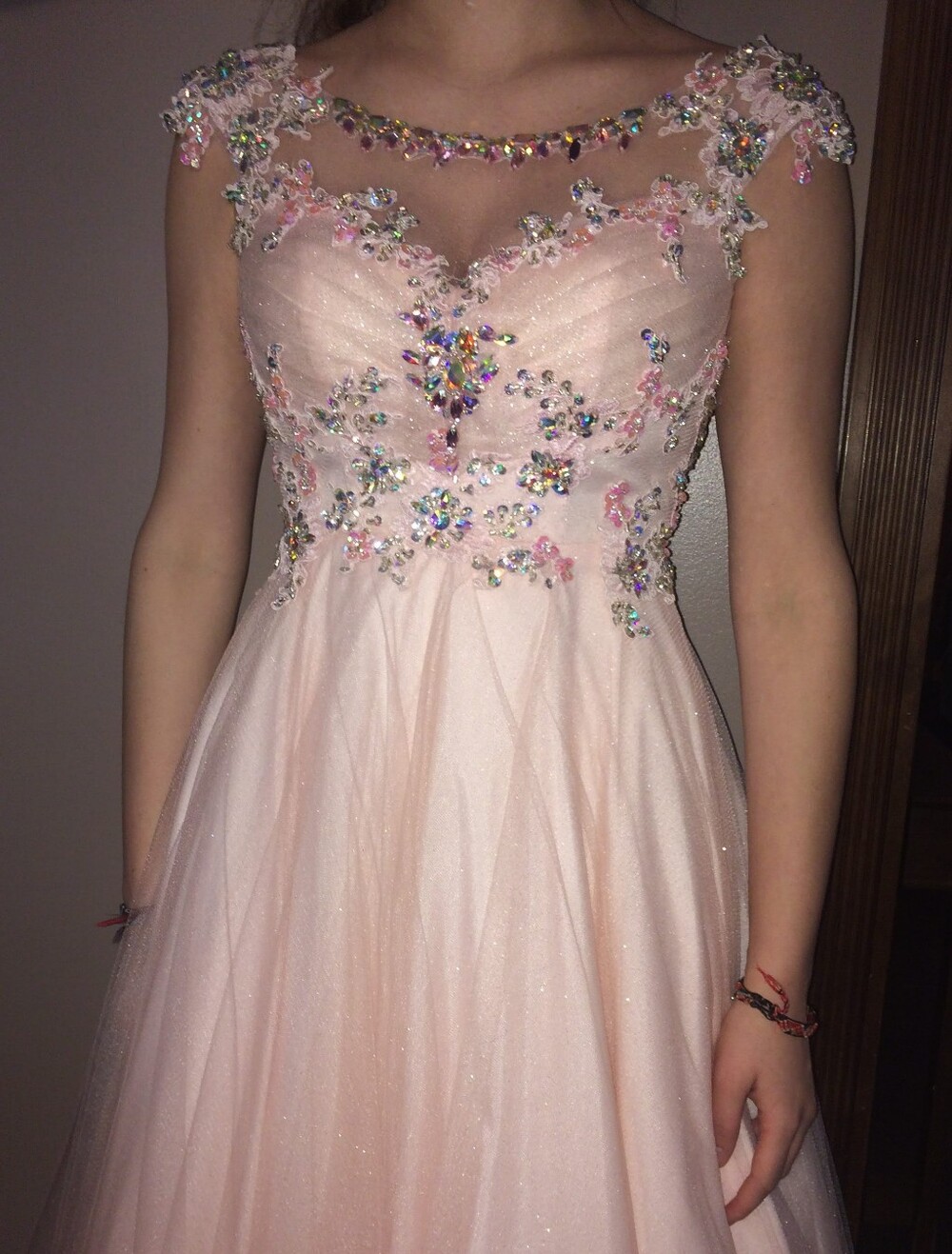 Alyce Paris Blush Pink Tulle Prom Gown with Beaded Appliqué